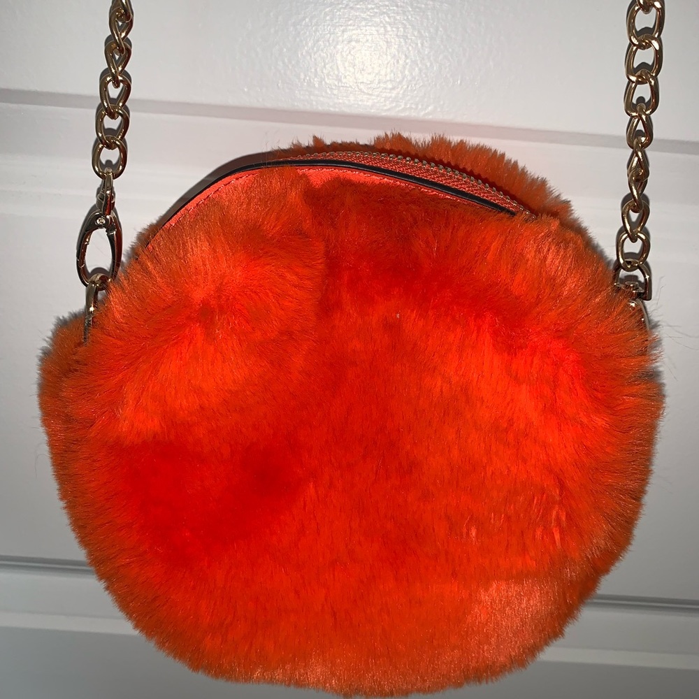 orange nasty gal furry purse